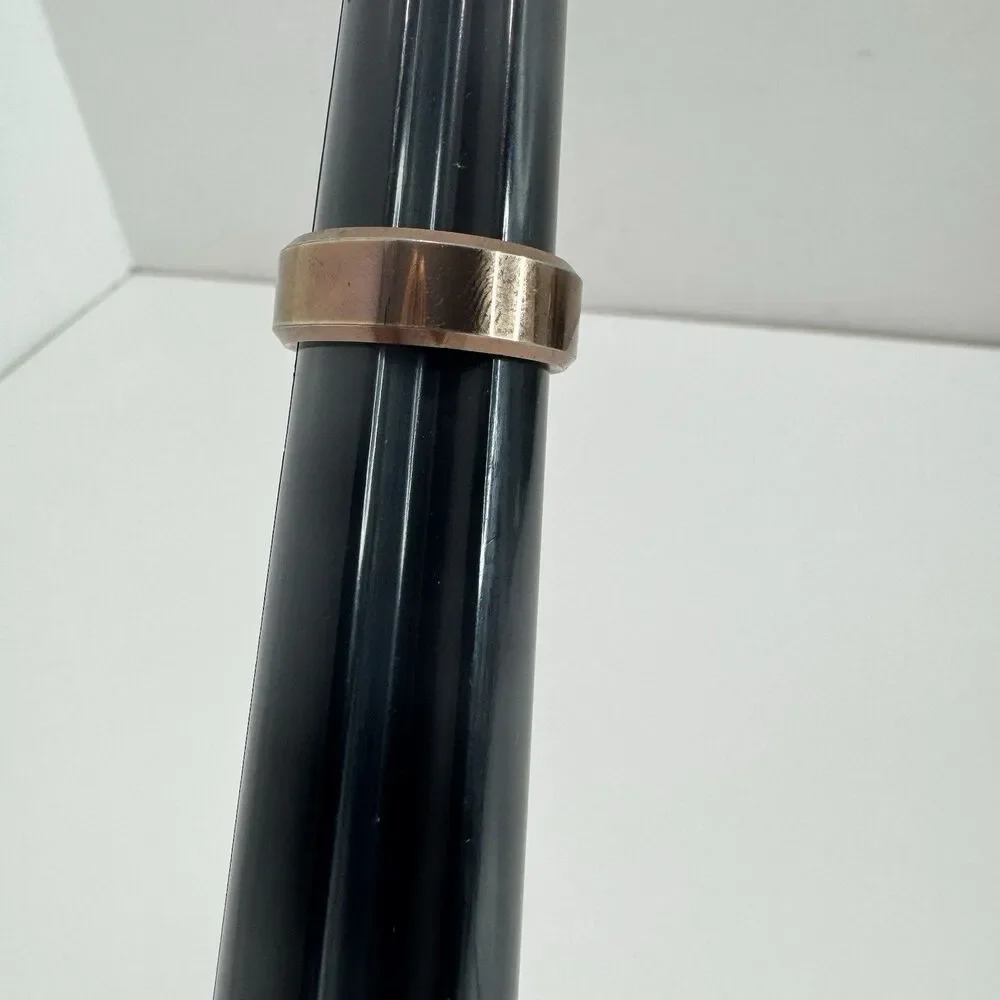 Men’s Ring Tungsten Link Sz 10.5 Inset Copper Bronze Brown Color Wedding